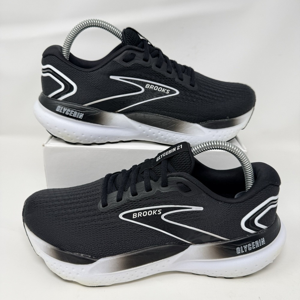 Brooks Glycerin 21 Running Shoes Women's Size 8.5 B Black White 1204081B090